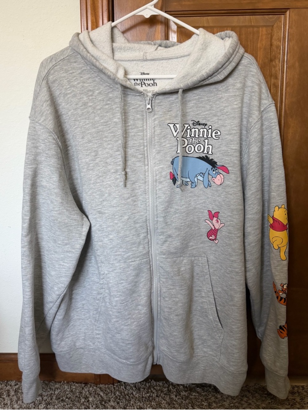 Disney Gray Winnie the Pooh Character Zip Hoodie